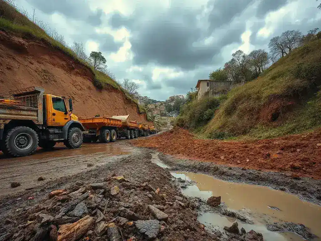 Kağıthane'de selde kayan toprak kaldırılıyor